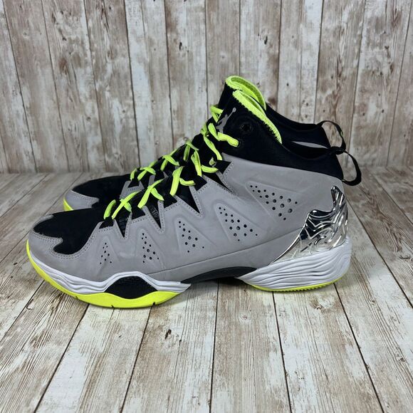 Jordan Melo Mens 12 Men's Basketball Gray Black‎ Neon Yellow HighTop 629876 045 - Picture 2 of 8